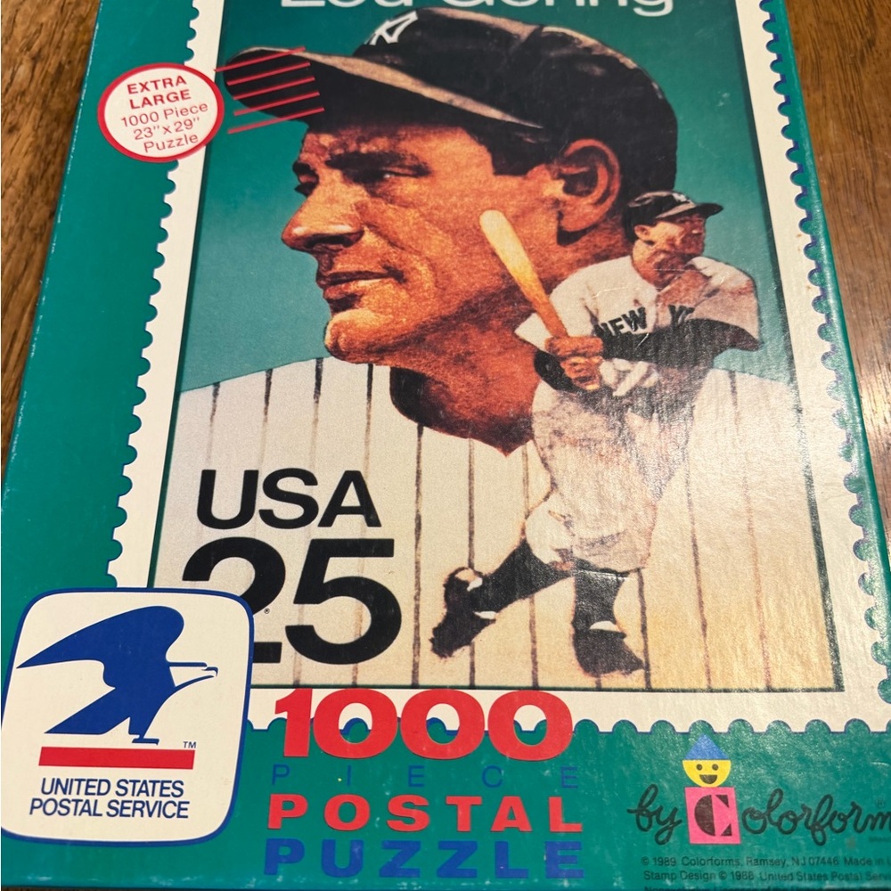 USA 25 Postal Puzzle 1000-Piece Baseball Stamp Artwork Lou Gehrig